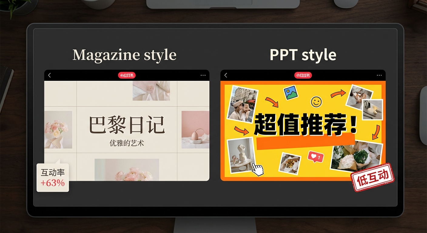 Comparison of engagement rates: Magazine-style layout vs. PPT-style layout